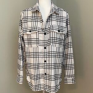 H&M Black and White Plaid Casual Button Down Shirt